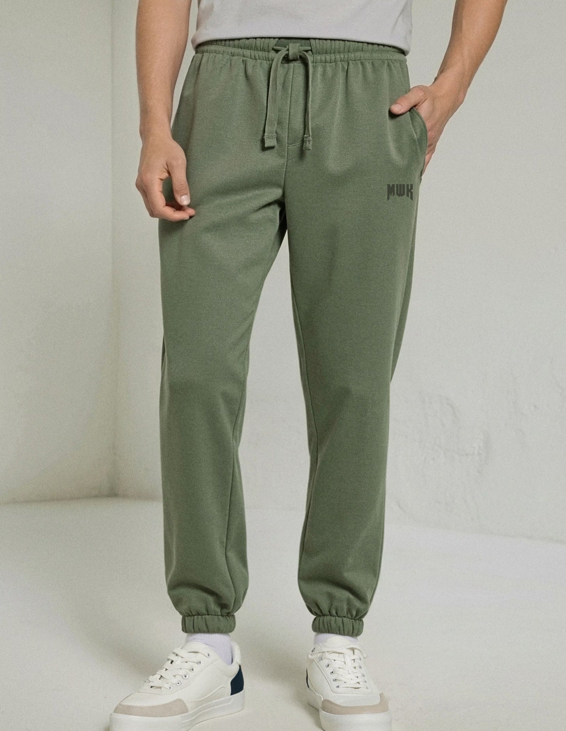 Men's Green Fleece Logo Joggers