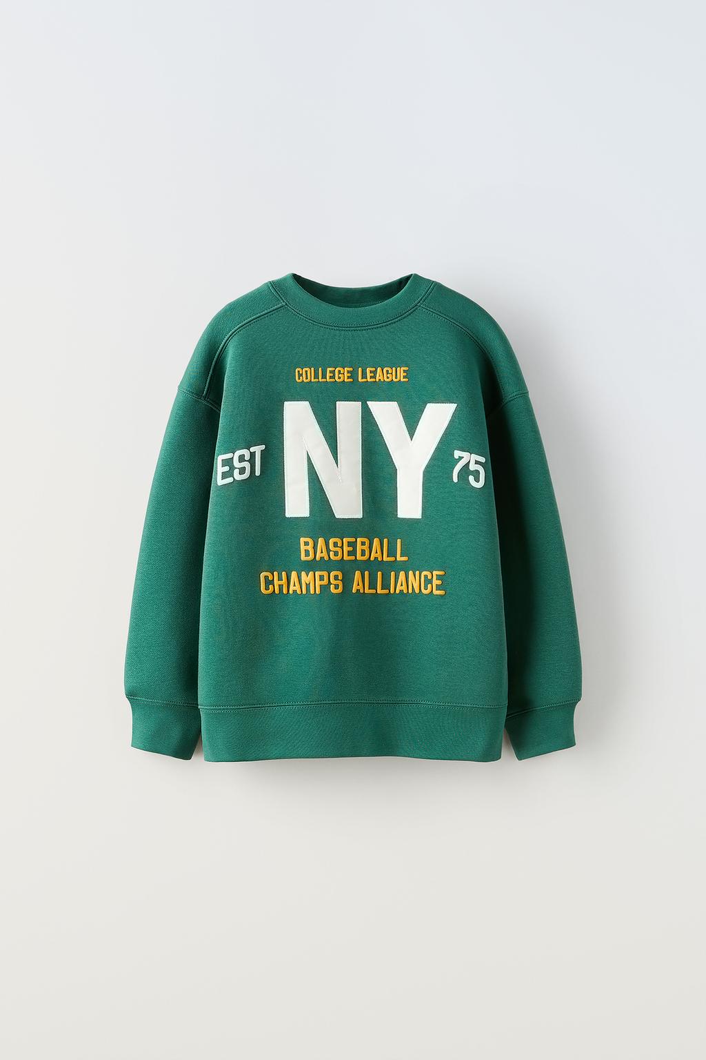 uk kids matching fleece Sweatshirt trouser set green hood black trouser embroidery puff print