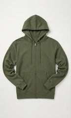 Green Mens Zipper Hooded Sweatshirt