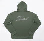 mens puff print zipper hooded sweatshirt metal zip back print front print