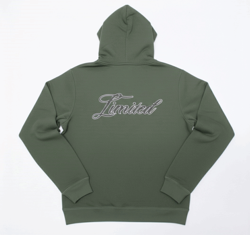 mens puff print zipper hooded sweatshirt metal zip back print front print