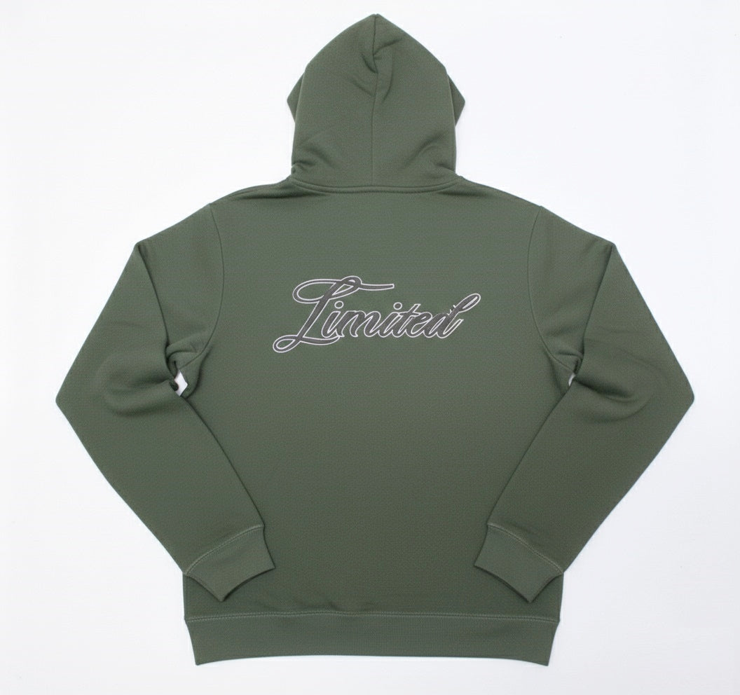 mens puff print zipper hooded sweatshirt metal zip back print front print