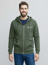 mens puff print zipper hooded sweatshirt metal zip back print front print