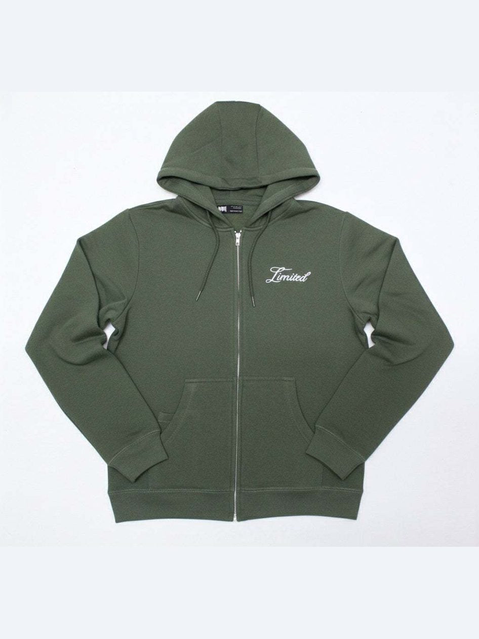 mens puff print zipper hooded sweatshirt metal zip back print front print