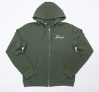 mens puff print zipper hooded sweatshirt metal zip back print front print