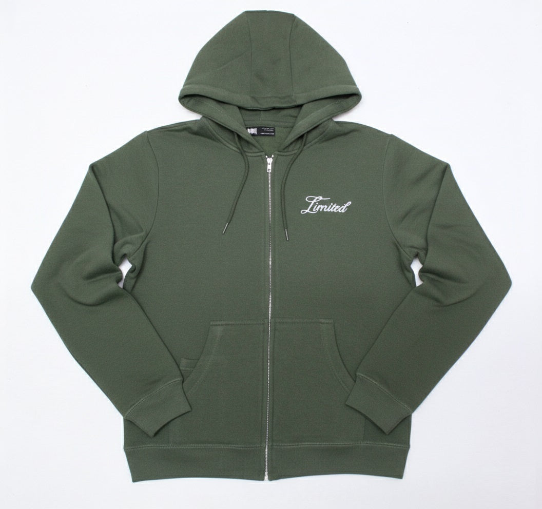 mens puff print zipper hooded sweatshirt metal zip back print front print