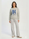 Grey ladies Embroidery Print Fleece Loose Fit Sweatshirt chic trendy in fashion in demand