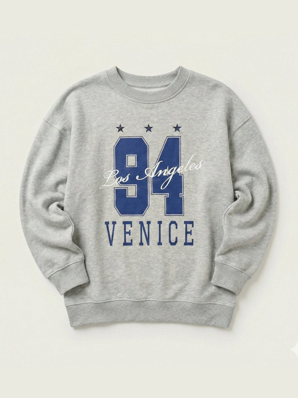 Grey ladies Embroidery Print Fleece Loose Fit Sweatshirt chic trendy in fashion in demand