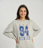 Grey ladies Embroidery Print Fleece Loose Fit Sweatshirt chic trendy in fashion in demand