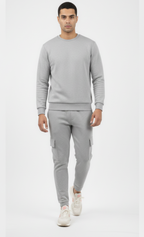 Men's Silver Cargo Pocket Fleece Jogger Trouser for Ultimate Comfort and Style grey