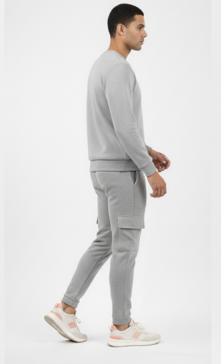 Men's Silver Cargo Pocket Fleece Jogger Trouser for Ultimate Comfort and Style grey