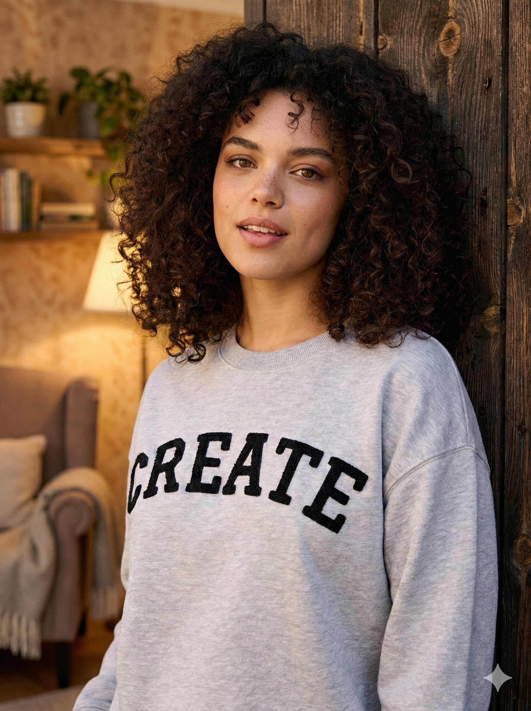 Grey Embroidery Create Sweatshirt