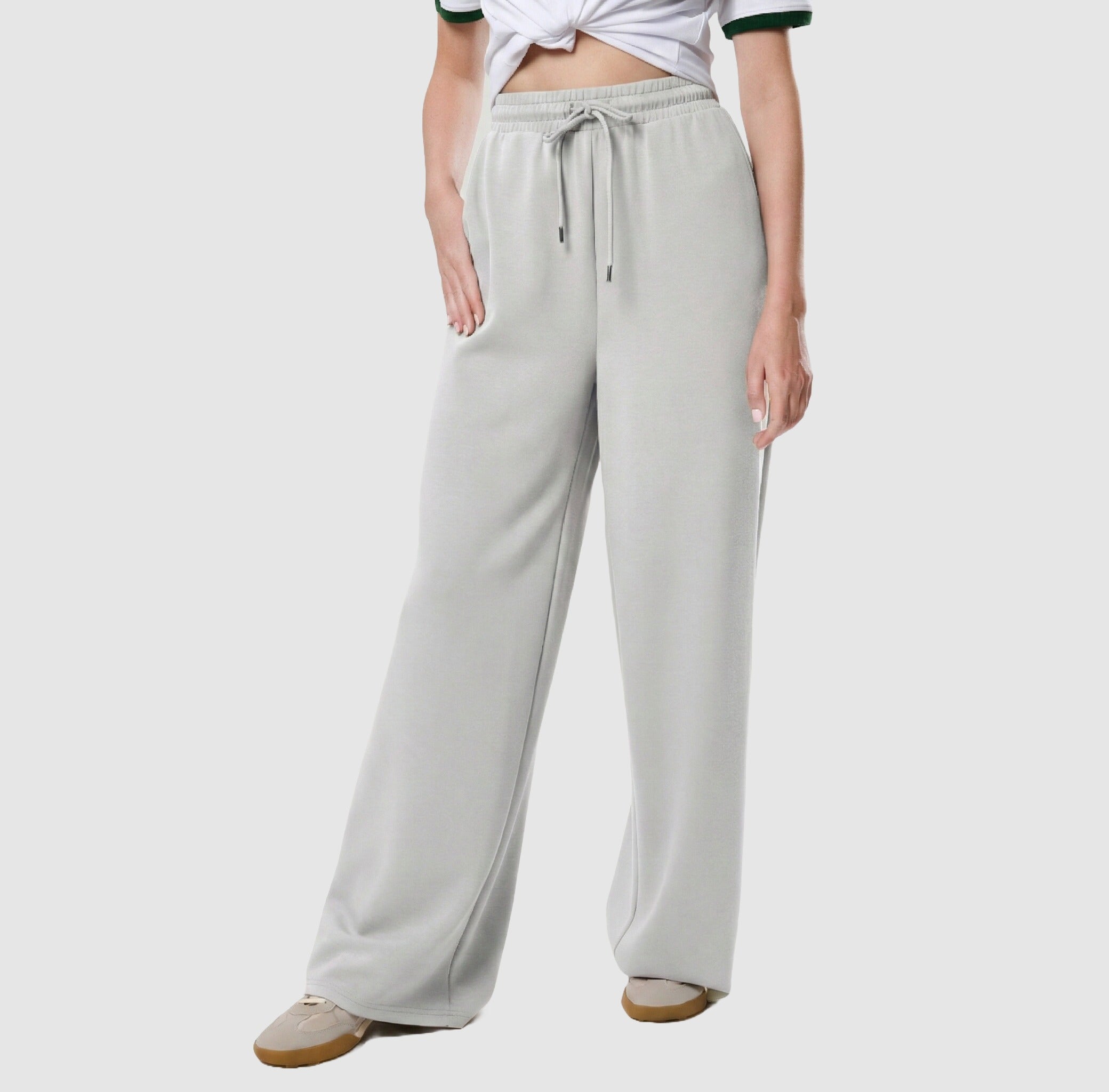 grey ladies wide eg fleece trouser chic trendy in fashion in demand