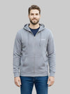 mens puff print zipper hooded sweatshirt metal zip back print front print