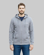 mens puff print zipper hooded sweatshirt metal zip back print front print