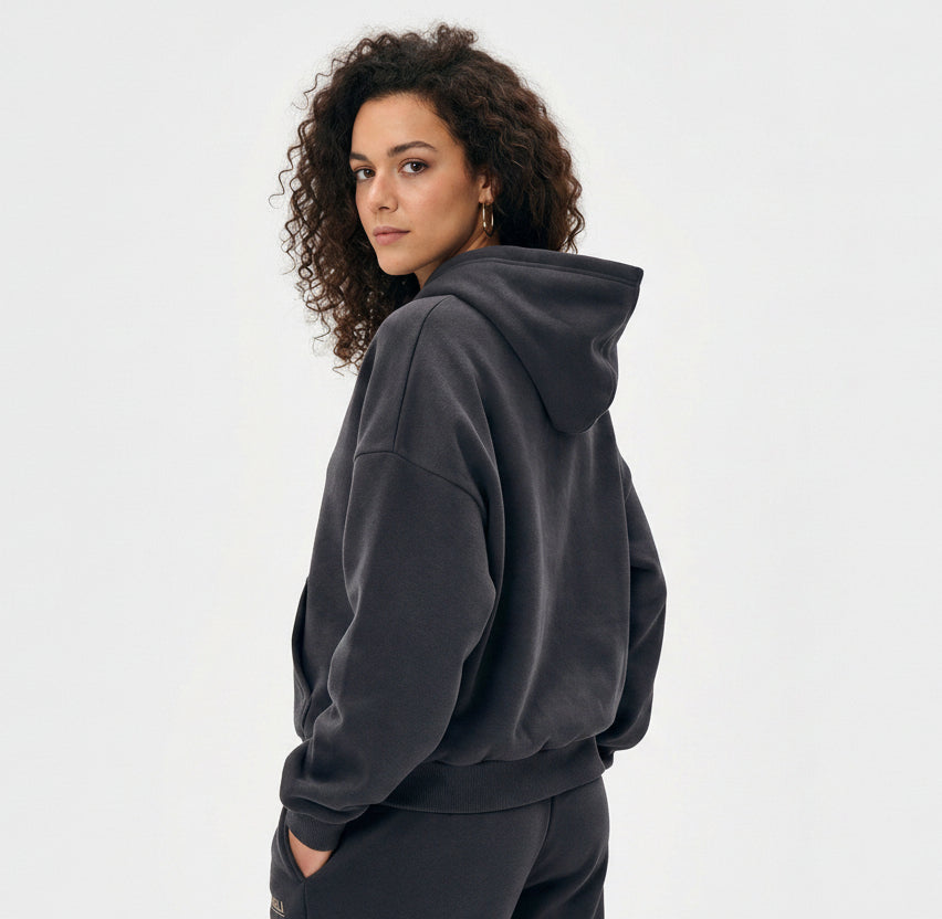 dark grey fleece co-ord coord co ord trouser set sweatset tracksuit chic trendy in fashion in demand