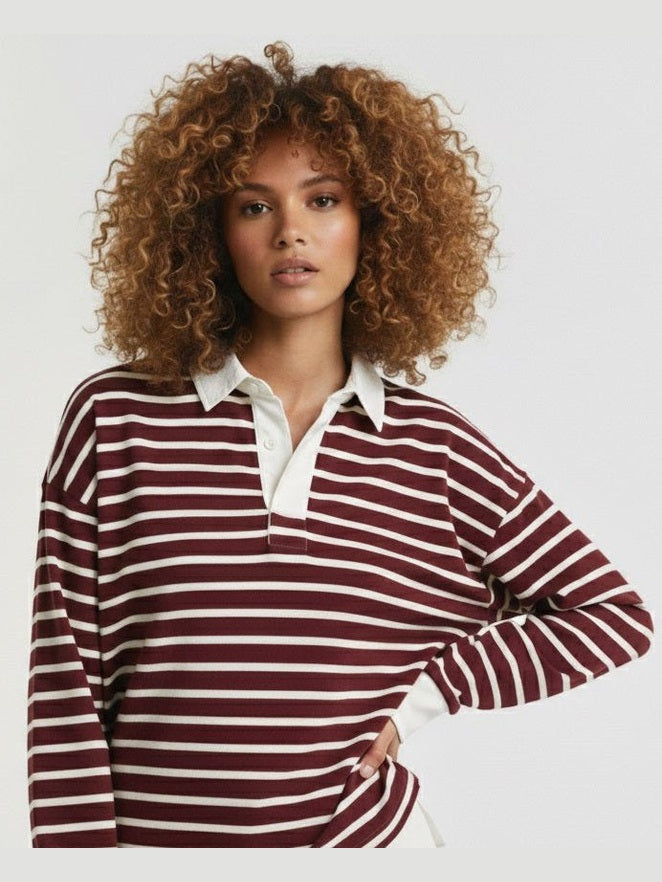 ladies women golfer fashion stripe polo shirt in demand rugby ladies polo urban polo
