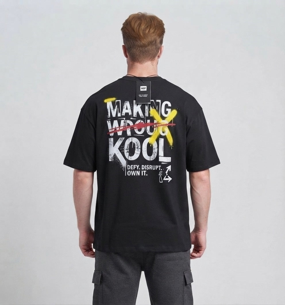 Making Wrong Kool Oversized Tee - Black