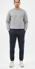 Men's Cargo Pocket Fleece Jogger Trouser for Ultimate Comfort and Style navy