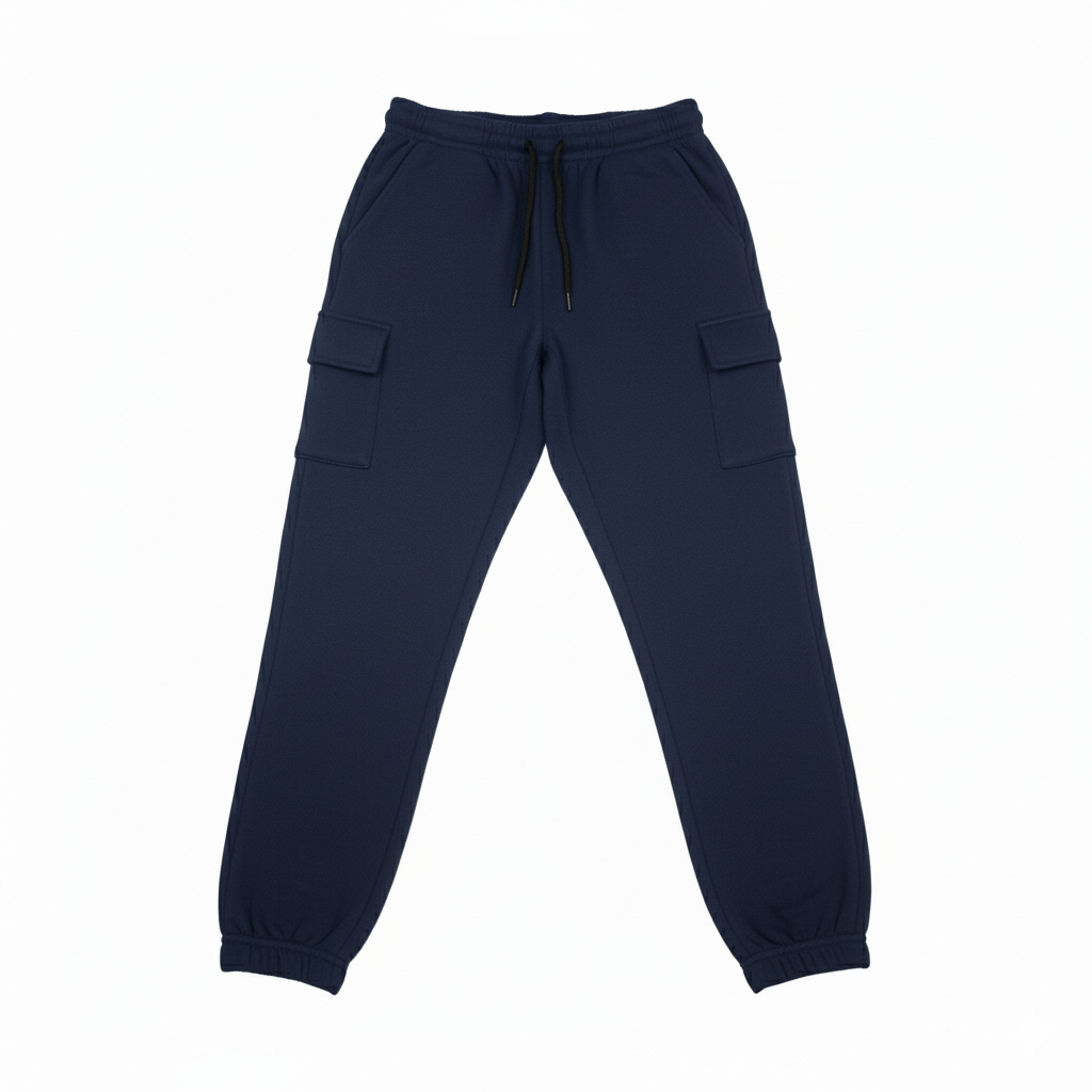 Men's Navy Cargo Jogger Trousers: Fleece Pocket Trousers for Ultimate Comfort and Style