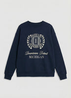 Navy Embroidery Michingan Sweatshirt
