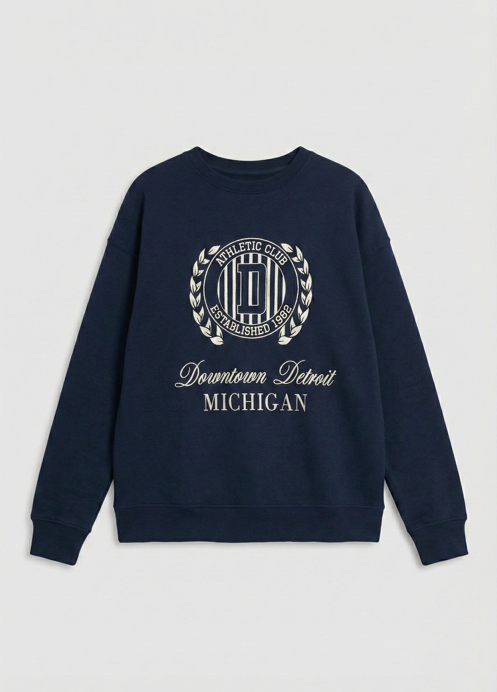 Navy Embroidery Michingan Sweatshirt