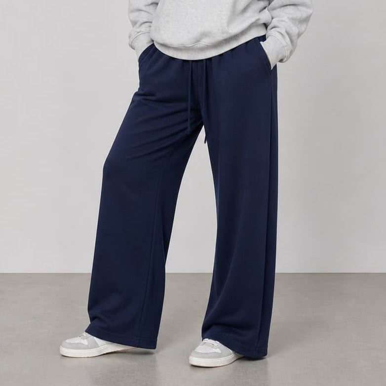 navy fleece wide leg cusper comfort trouser uk delivery