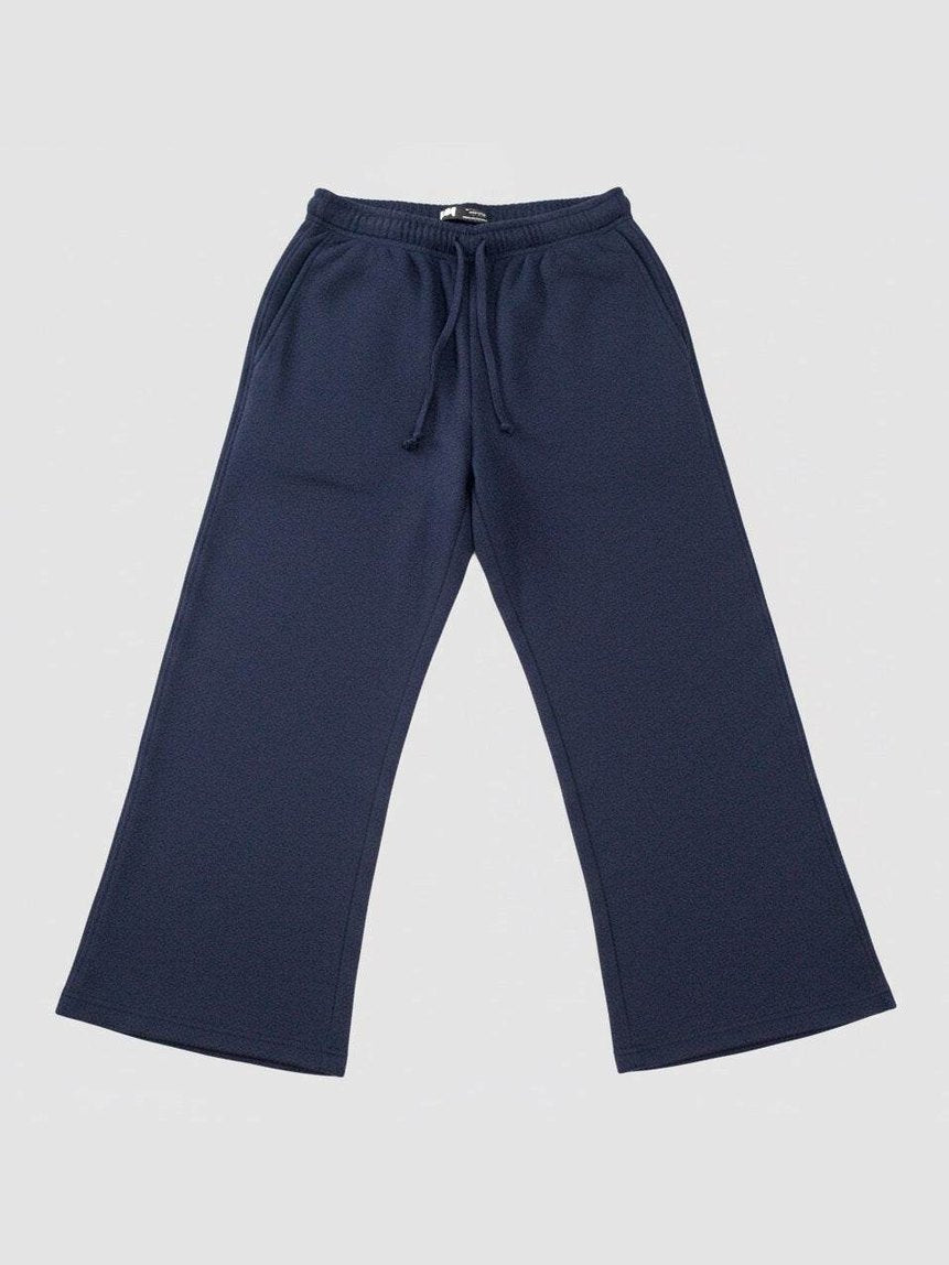 navy ladies wide leg fleece trouser chic trendy in fashion in demand