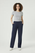 navy ladies wide eg fleece trouser chic trendy in fashion in demand