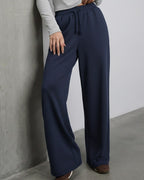 navy ladies wide eg fleece trouser chic trendy in fashion in demand