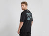 Men's black oversized T-shirt with a retro "Pool Day" graphic and poolside illustration printed on the back. uk