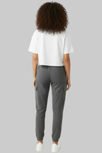 Ladies woman fleece charcoal cargo trouser comfort fit casual trouser cargo poskets premium fleece 