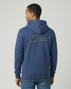 mens puff print zipper hooded sweatshirt metal zip back print front print