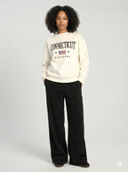 Grey ladies Embroidery Print Fleece Loose Fit Sweatshirt chic trendy in fashion in demand