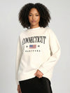 Cream ladies Embroidery Print Fleece Loose Fit Sweatshirt chic trendy in fashion in demand