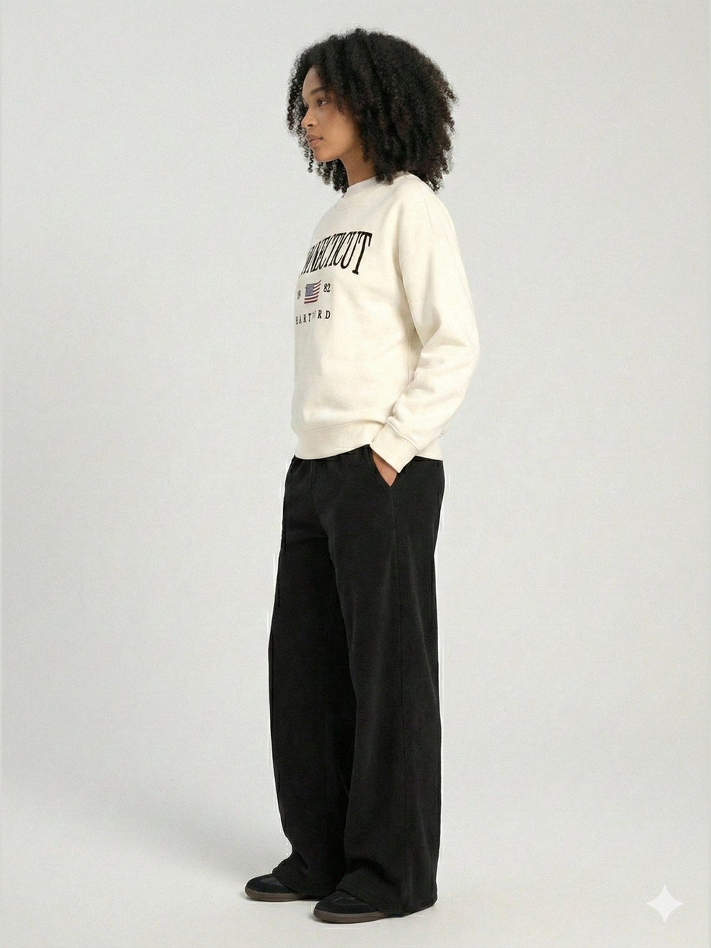 Grey ladies Embroidery Print Fleece Loose Fit Sweatshirt chic trendy in fashion in demand