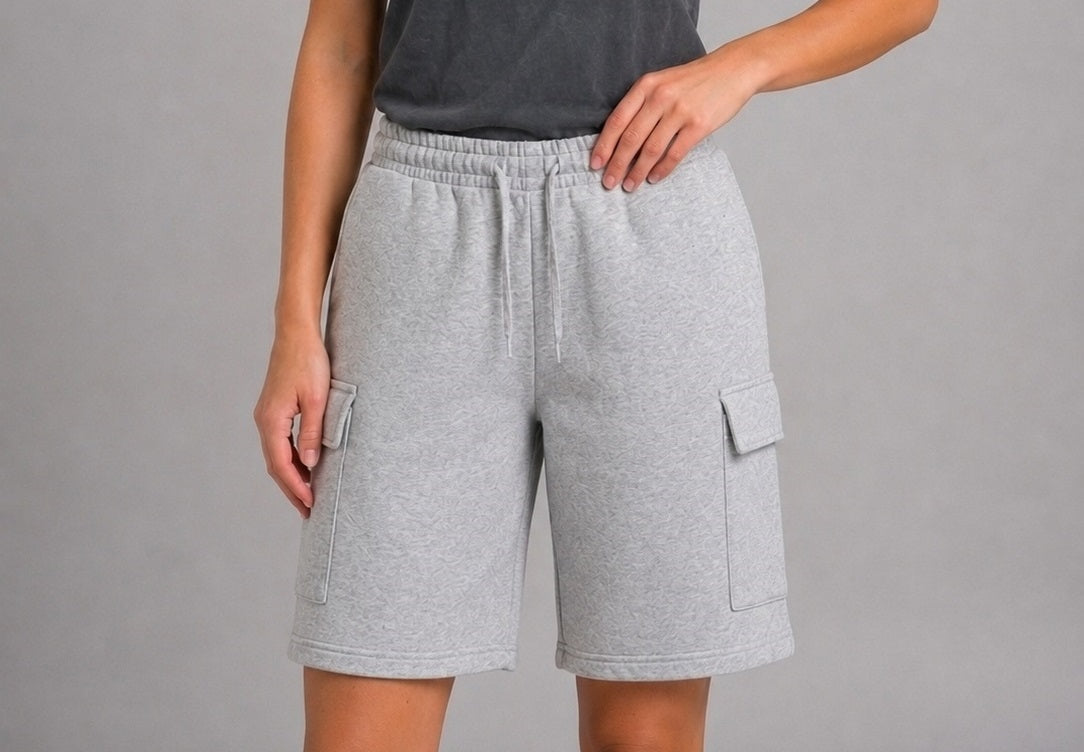 Essential Women's Fleece Cargo Shorts – Grey