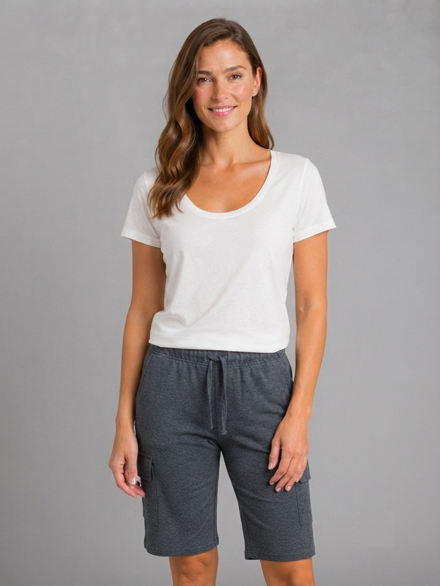 Essential Women's Fleece Cargo Shorts – Charcoal Grey
